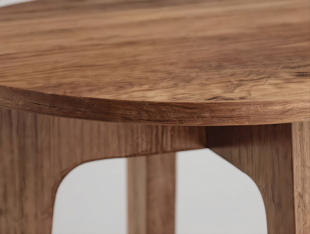 Round Wooden Side Table With Storage Shelf