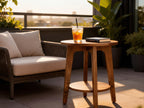 Round Wooden Side Table With Storage Shelf