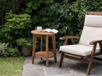 Round Wooden Side Table With Storage Shelf