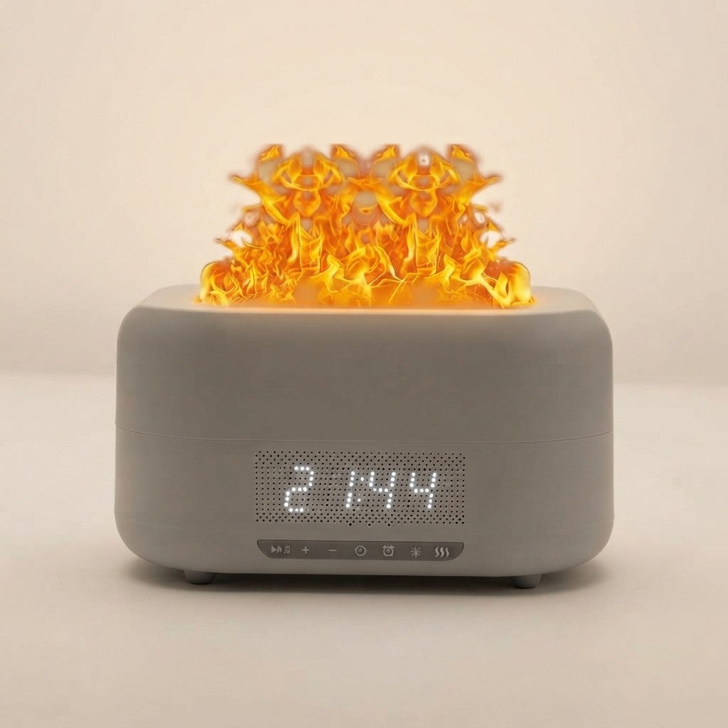 Flame Humidifier Clock With Remote Control