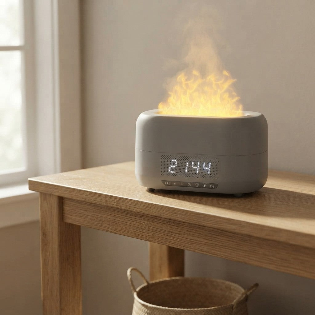 Flame Humidifier Clock With Remote Control