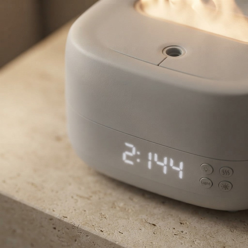 Flame Humidifier Clock With Remote Control