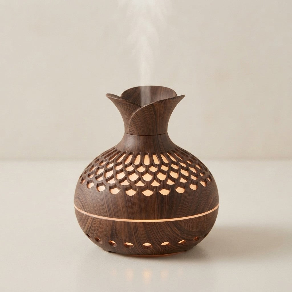 Wood Grain Ultrasonic Diffuser for Calm, Quiet Evenings