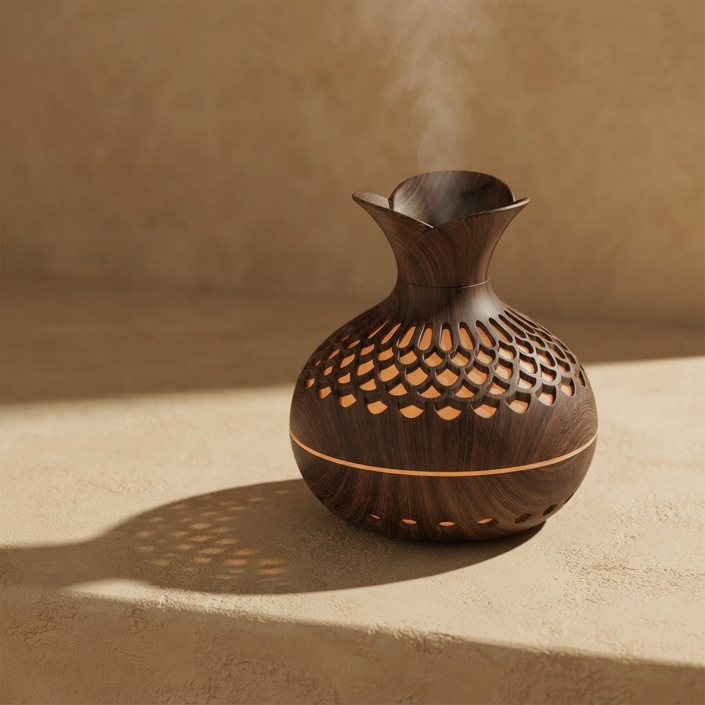 Wood Grain Ultrasonic Diffuser for Calm, Quiet Evenings